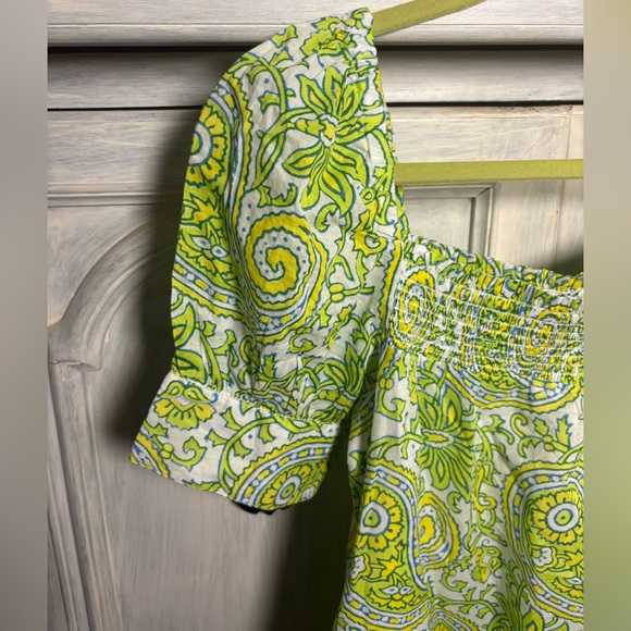 SZ Blockprints X J.Crew Squareneck Puff-Sleeve Mini Dress Paisley Bright Preppy - Picture 4 of 8